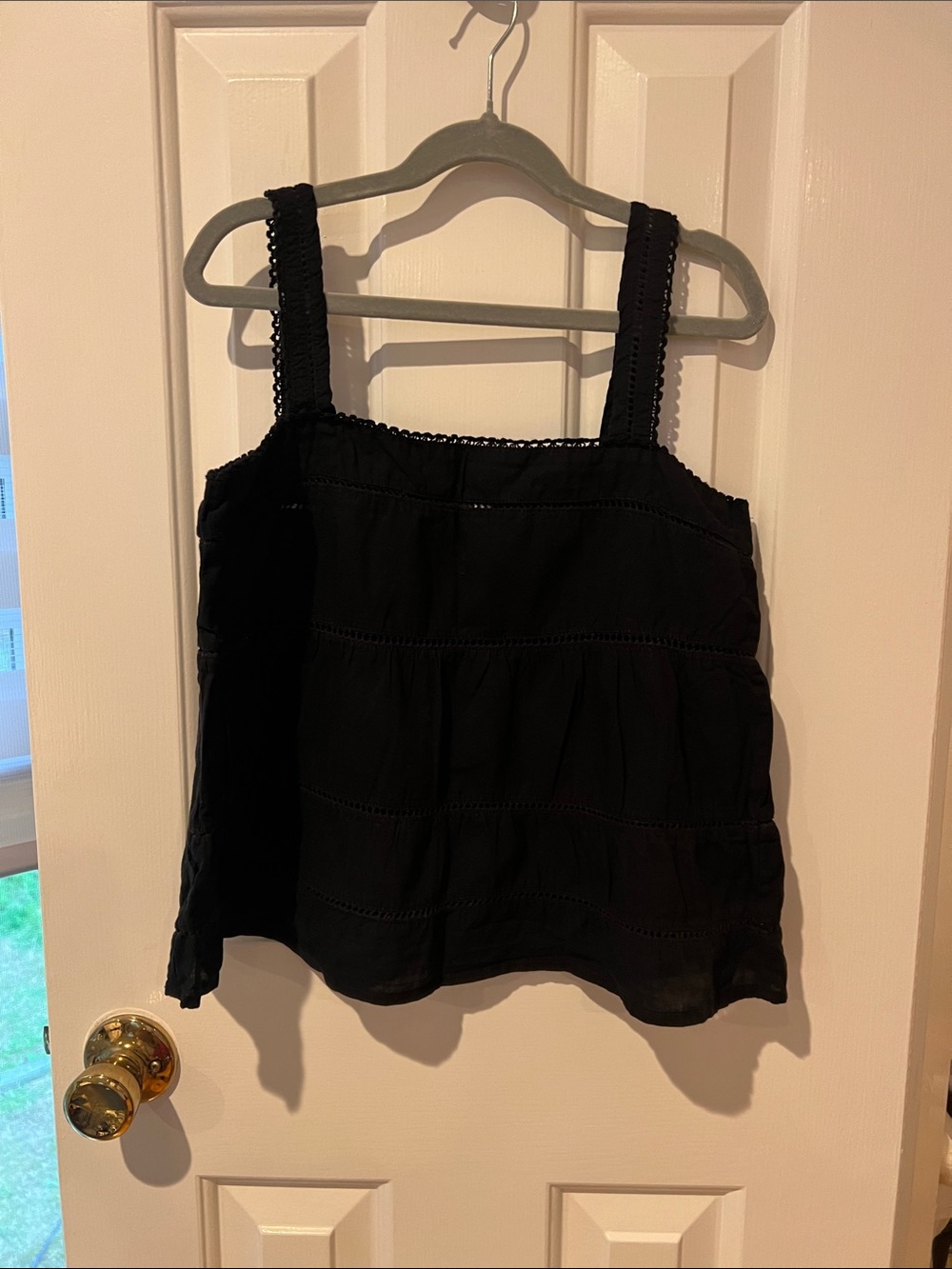 NO OFFERS Women's Black Square-Neck Camisole with Lace Straps